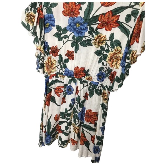 Umgee Tropical Floral Flare Sleeve Tie Front Fit Dress L - Picture 10 of 14